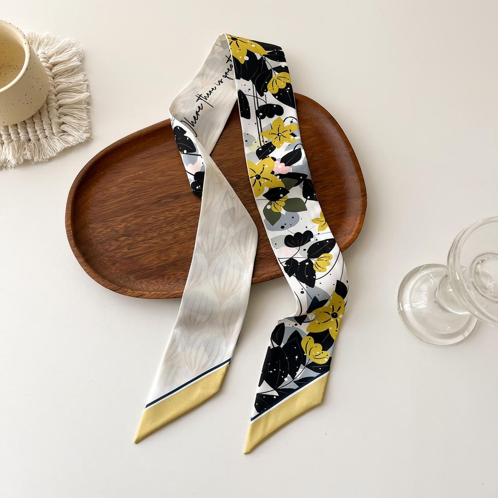 Europe  Fashion New National Style Small Nroken Flower Women's Decorative Twill Binding Bag Handle Silk Scarf Ribbon Scarf