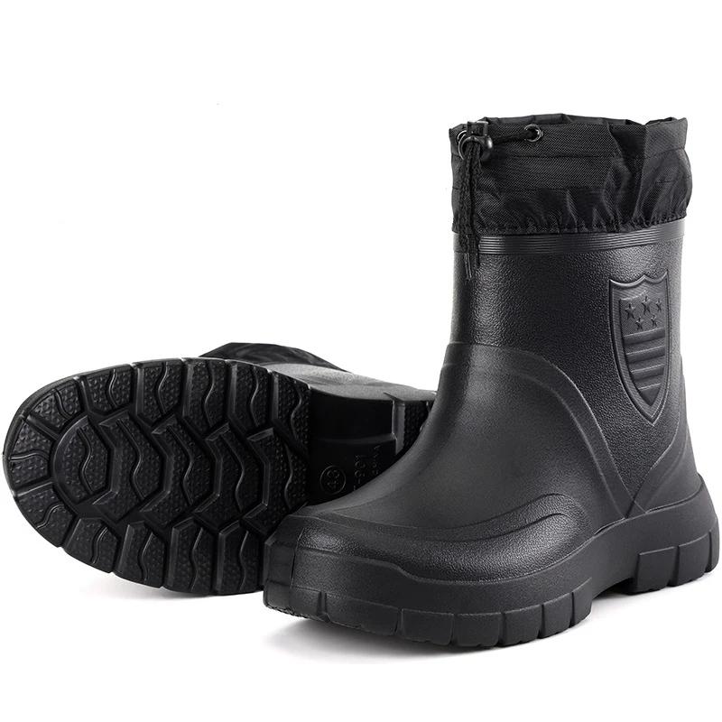 Mens Windproof Outdoor Work Boots Cotton Rain Waterproof Winter Rubber Warm Lightweight Ankle