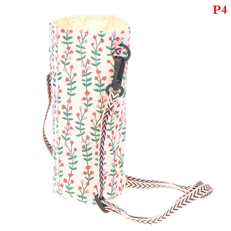 Fashion Cup Storage Bag Cotton Linen Cup Cover Canvas Water Cup Bag Portable Shoulder Bottle Cover Bag Tea Cup Holders
