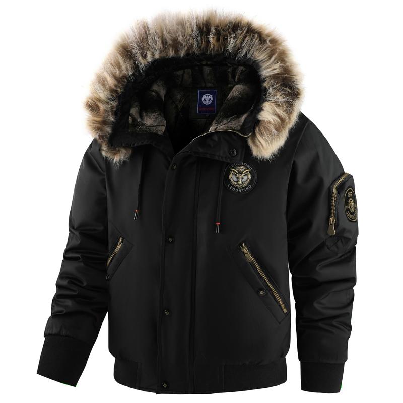 Winter Men's Warm Down Parkas Fashion Men Fur Collar Thick Windbreaker Padded Coats Men Fleece Lined Thermal Jackets Clothing