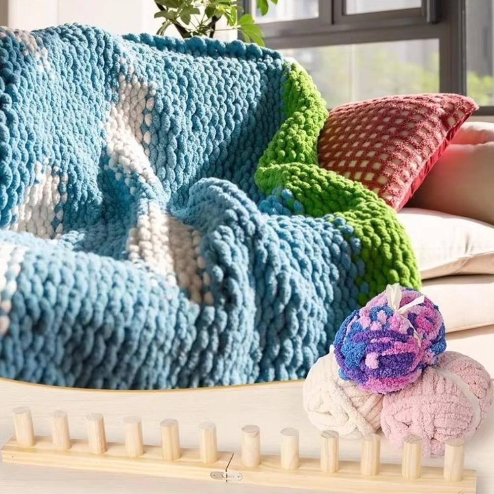 Adjustable Chunky Blanket Loom Kit Handmade Craft with Installation Tools Wooden Knitting Loom Multi-Size Hand Knitting Tool