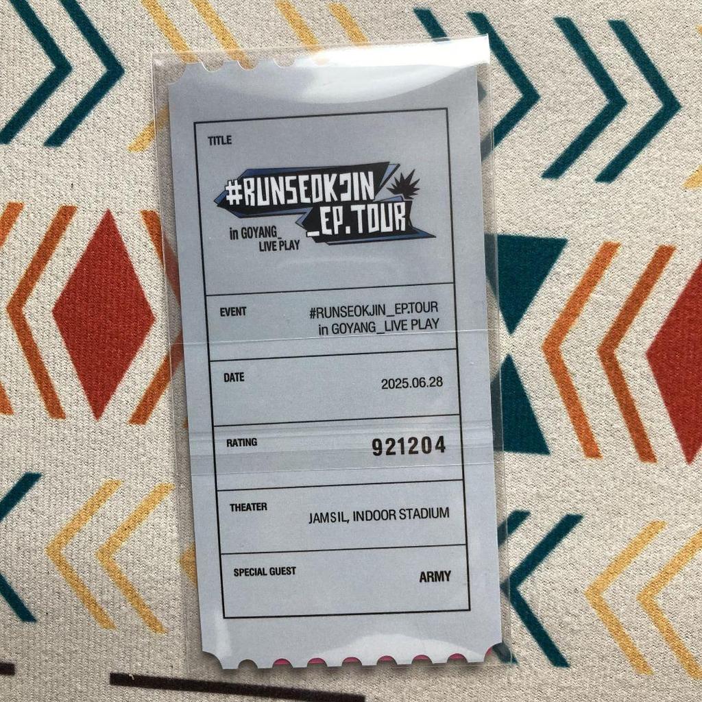[USED] BTS Jin RUNSEOKJIN EP TOUR Jin JIN6/28 1 piece
