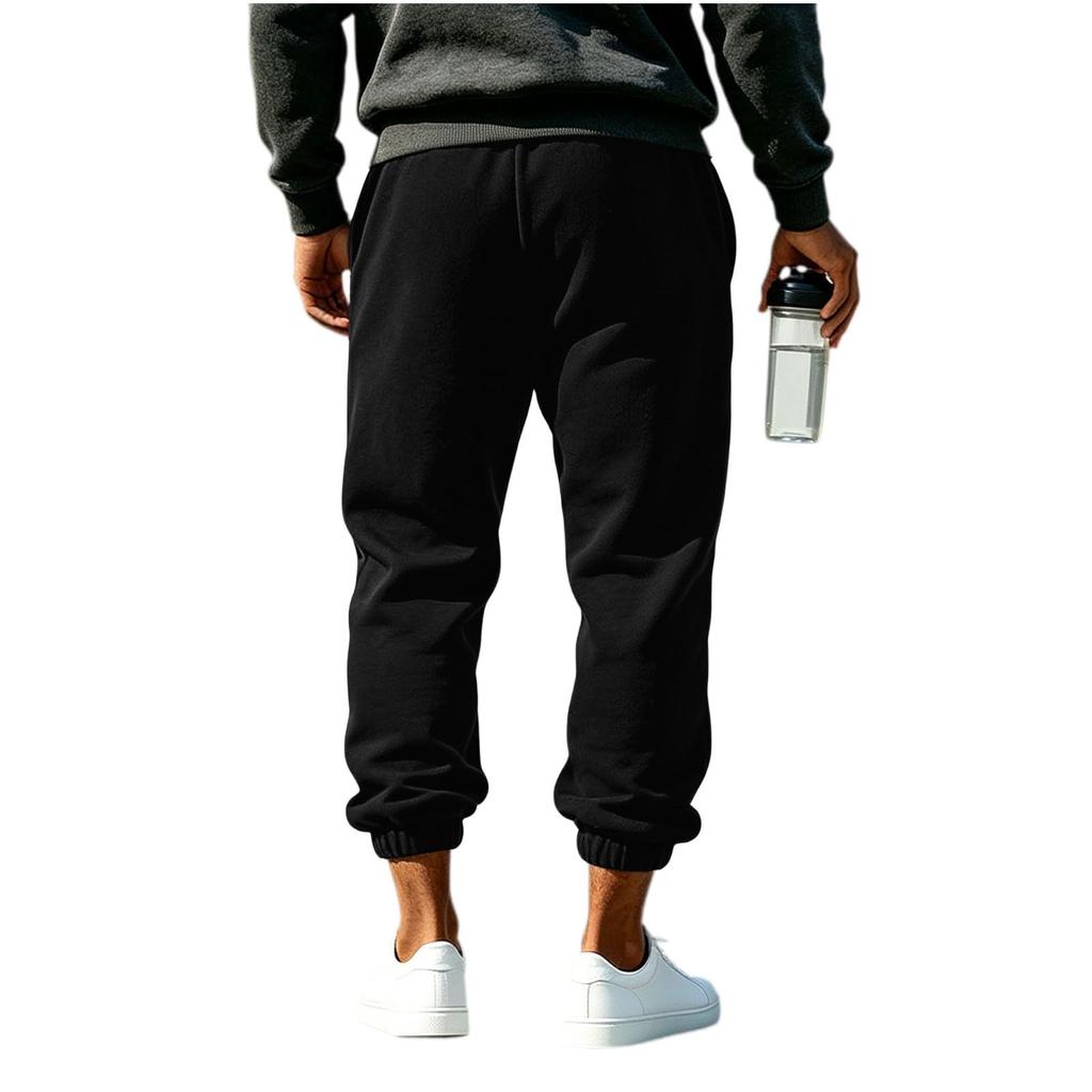 Men's Color Sweatpants with Elastic Waist and Cuffed Ankles for Casual Wear