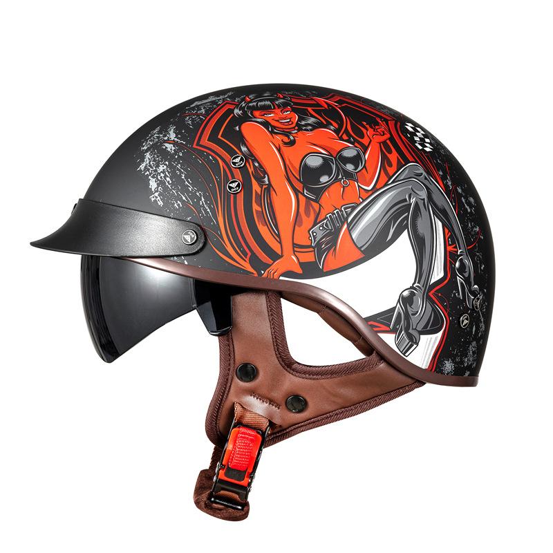 Motorcycle Helmet Retro Half Helmet Unisex Four Seasons Cycling Safety Helmet Cool