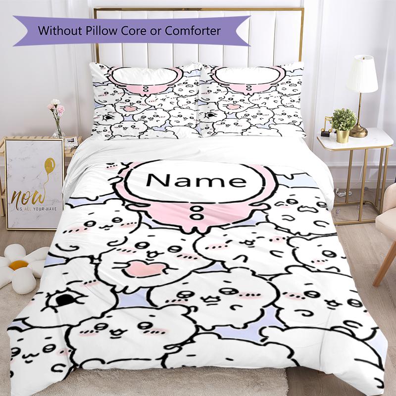 3pcs Custom Name Usagi Bedding Set Duvet Cover Closure Includes 1 Duvet Cover & 2 Pillowcases, Soft and Comfortable for All Seasons.