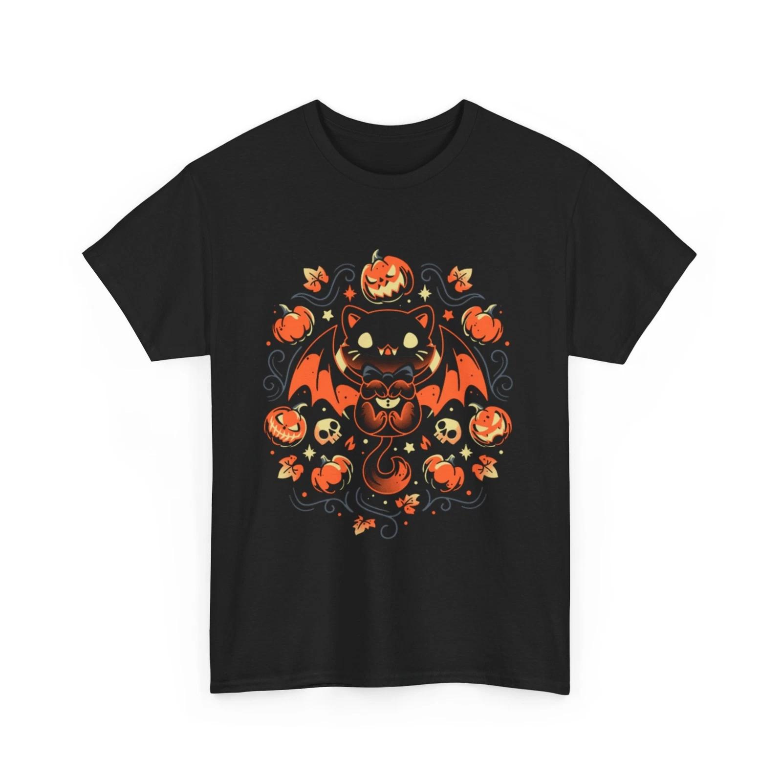 Midnight Pumpkin Cat | Ghost Cat Shirt | Cat Shirt Women & Men | Halloween Cat M