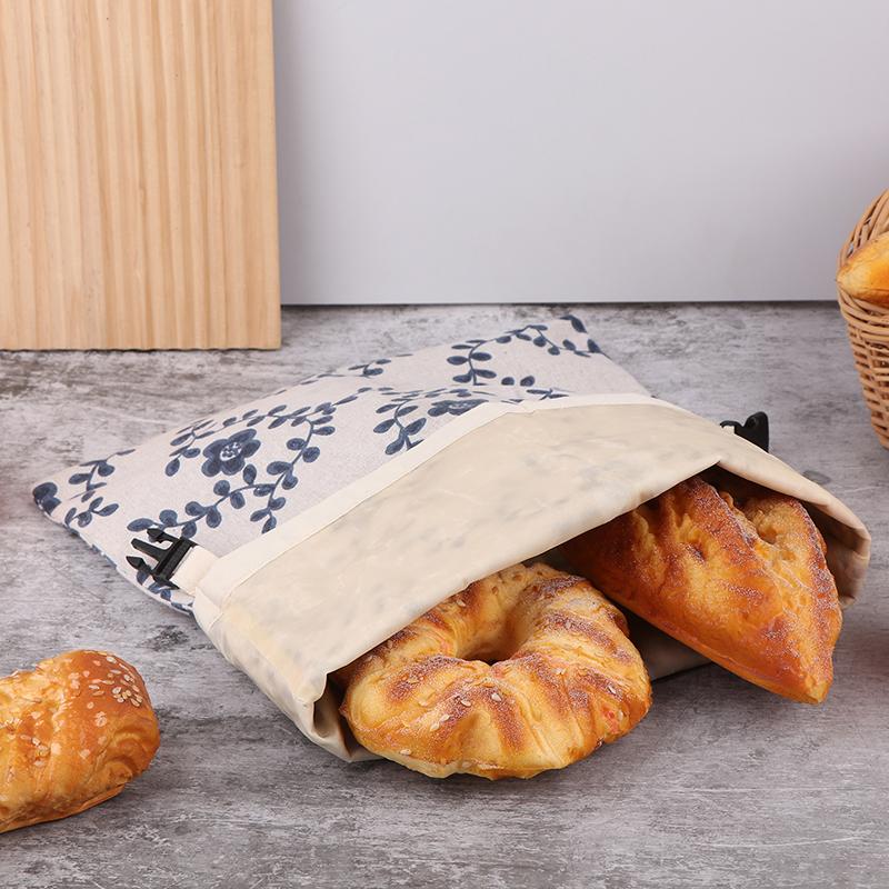 1Pcs Beeswax Linen Bread Bag For Homemade Bread Eco Friendly Food Storage Bags Reusable Bread Bags