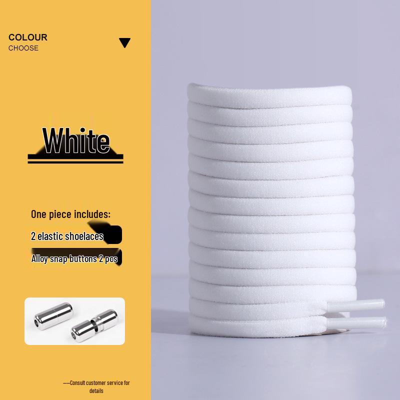 No-Tie Elastic Shoelaces with Buckle Capsule - Flat White