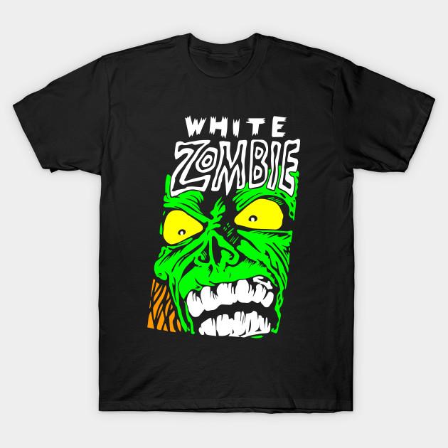 Men Black Print T-shirt White Zombie No-Cut Transfer Paper Print Cotton Tshirt - Men s Summer Cotton Graphic Tee S