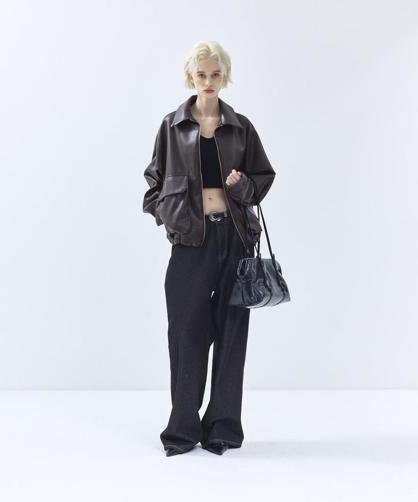 Ironyporno Whiteline 86-Iro086 [Renewal] Cruelty-Free Single Collared Leather Jacket Brown