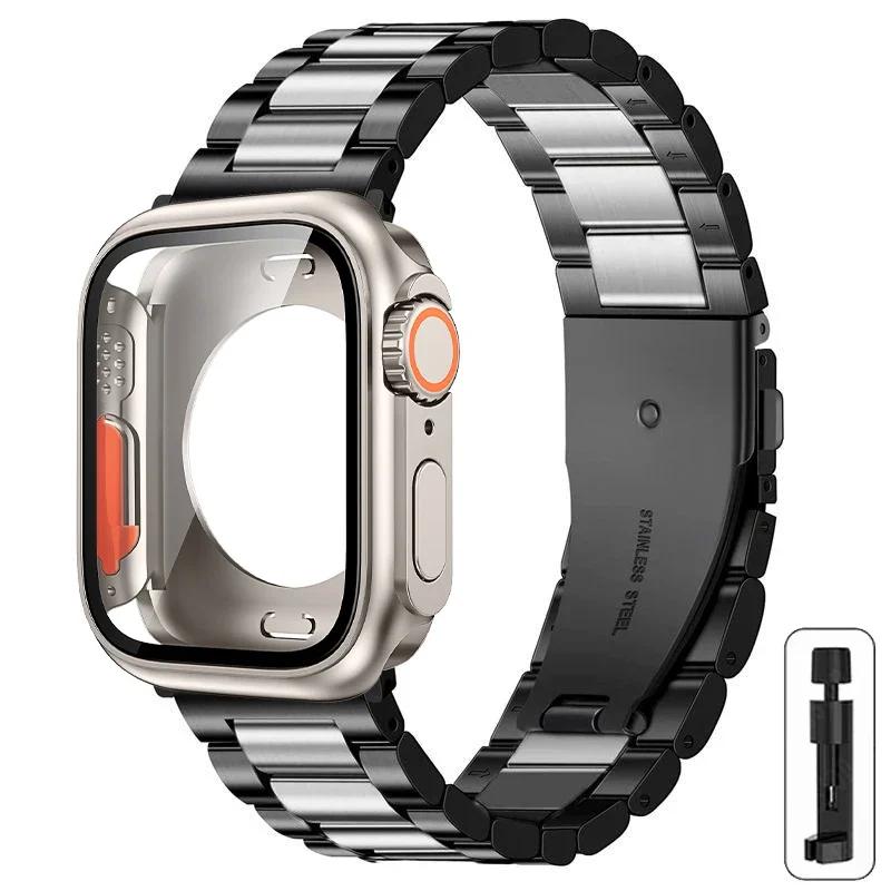 

Чохол+ремінець для Apple Watch Ремінець 46мм 42мм 44мм 45мм 41мм Повне покриття Металевий Нержавіюча сталь Ремінець Iwatch Серія 11 10 9 8 7 6 SE 5 For Series6SE54 44mm