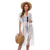 Copricostume da Donna con Nappe Sarong da Spiaggia Vestito Lungo da Spiaggia Pizzo Floreale Kimono Bikini Copricostume