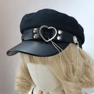 Y2K Mädchen Barettkappe Damen Mode Kopfbedeckung Achteckige Kappe mit Quastenketten