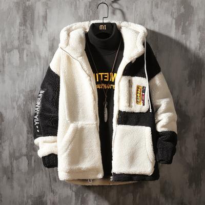 Lässige, lockere, baumwollgefütterte Jacke für Herren, Winterkleidung, Lammwolle, Kapuzenjacke aus Baumwolle, Herrenjacke