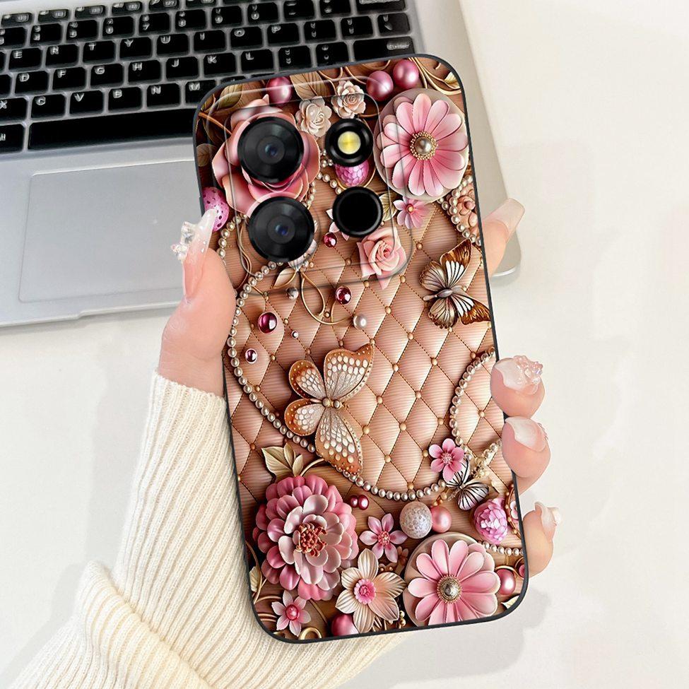 For ITEL A60s A662LM Case For ITEL A60 Cover Silicone Luxury Fashion Flowers Kawaii Girl Cute Shockproof Phone Case Bumper
