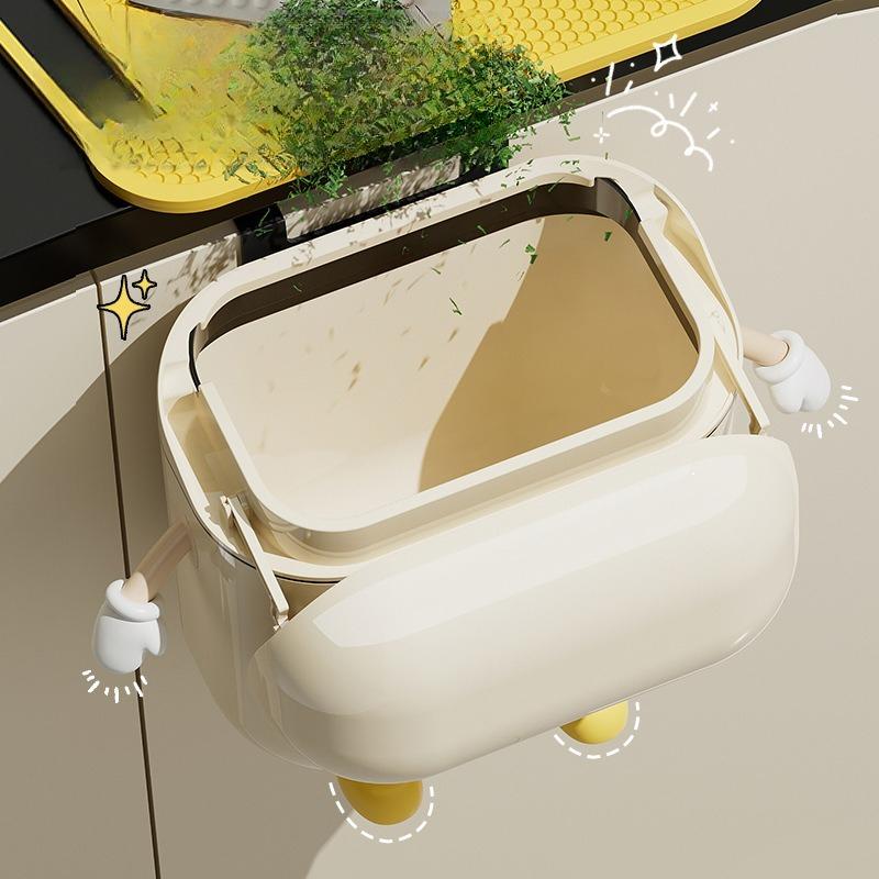 Wall Mounted Garbage Bin for Household Use, Large Capacity, Kitchen and Bathroom Use, No Bending, Narrow Seam, Waterproof Garbage Bin with Lid