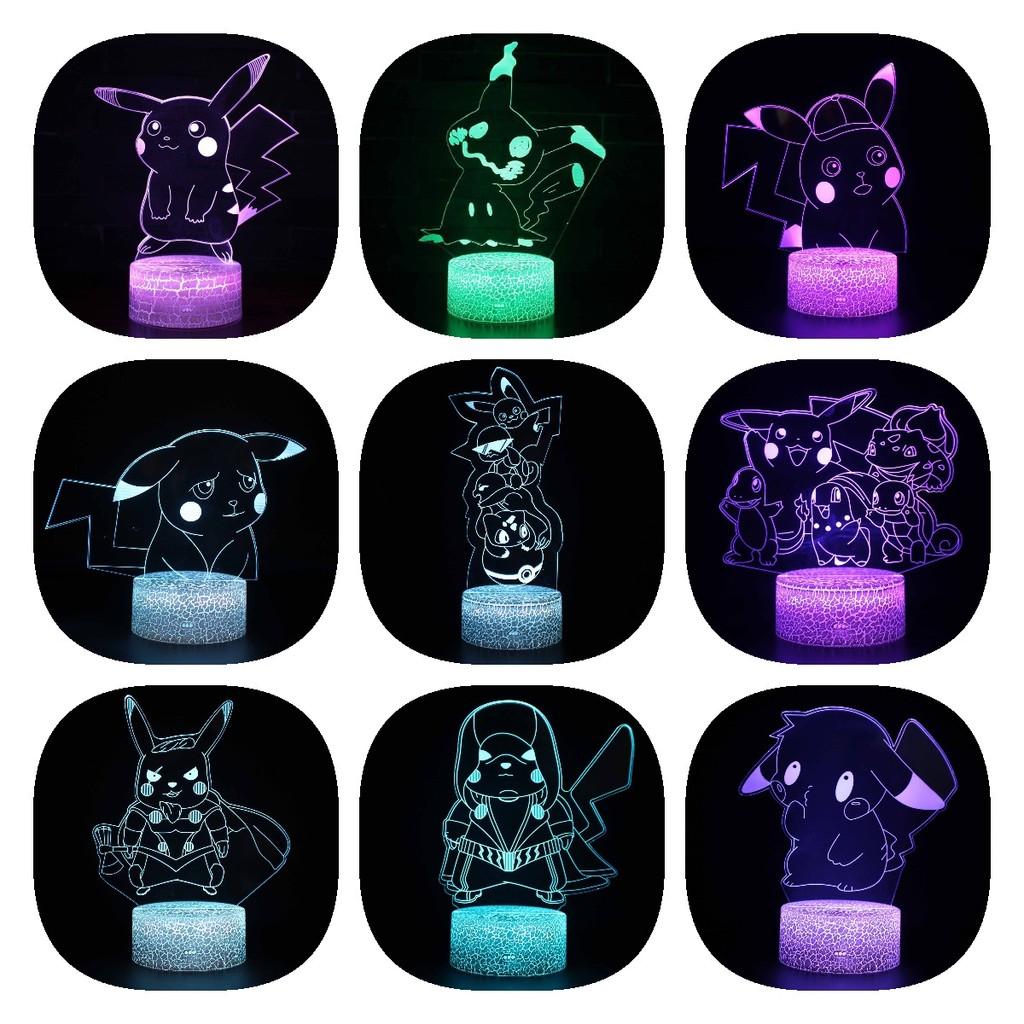Pikachu Led Night Light 3d Illusion Lamp Bedside Kids Gifts Bedroom