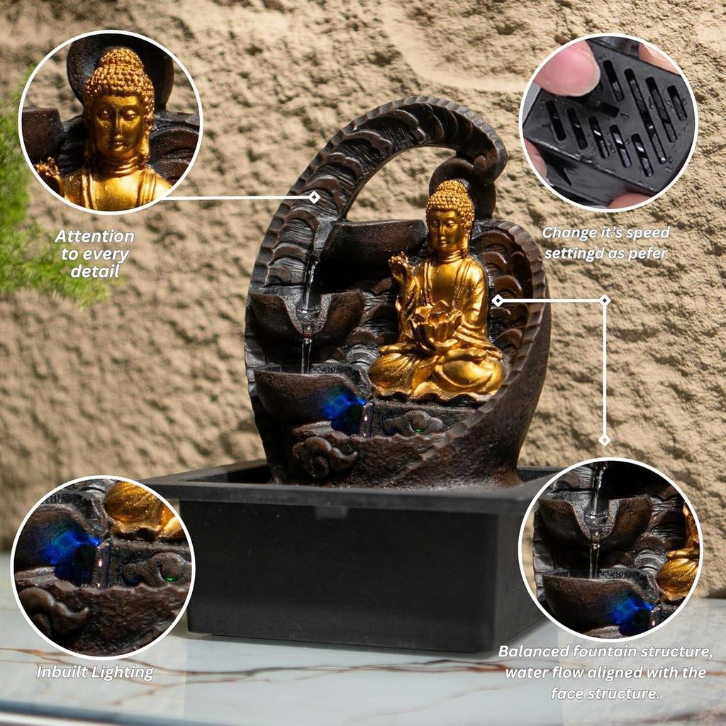 Mini Buddha Table top Water Fountain for Home and Office | |Living Room Decor| Gift Items | Home & Office Decoration Item (Buddha)