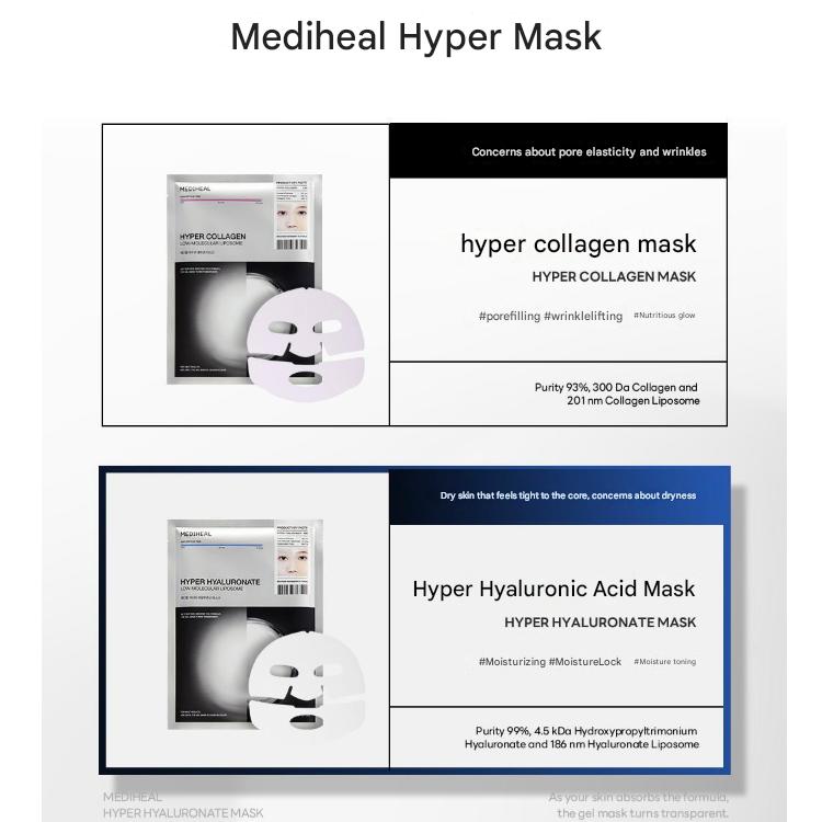 Mediheal Hyper Mask Collagen/Hyaluronic Acid 35g 10 Sheets (2 Options)