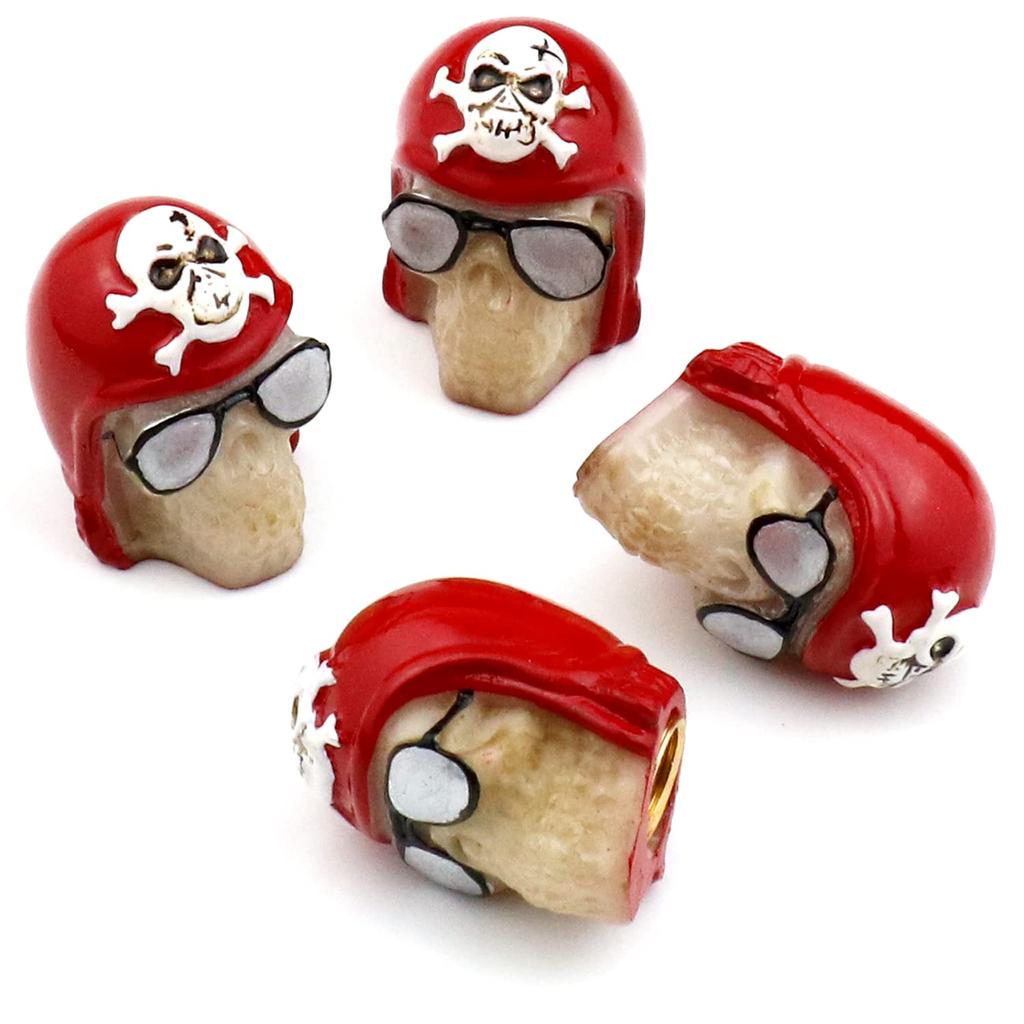 Bashineng Car Tire Valve Stem Caps 4pcs Skull Head Valve Cap Cover Universal Fit