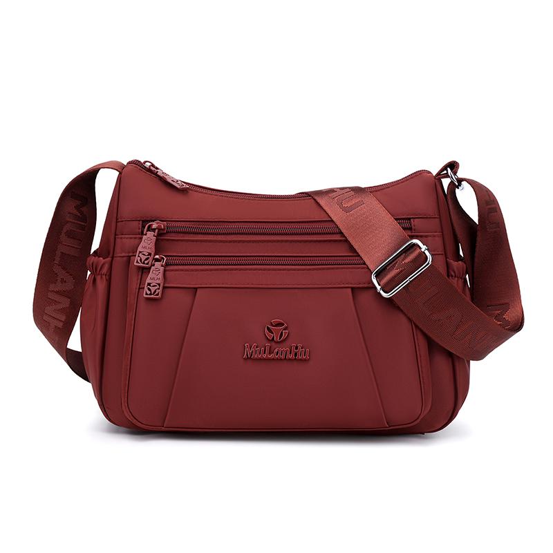 Leichte Nylon-Crossbody-Tasche mit mehreren Reißverschlussfächern, verstellbarer breiter Riemen, lässige Umhängetasche für Damen für den täglichen Gebrauch