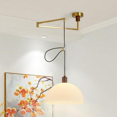 Nordic Creative Rocker Arm Pendant Light - Rotatable Walnut for Study, Kitchen, Bar.
