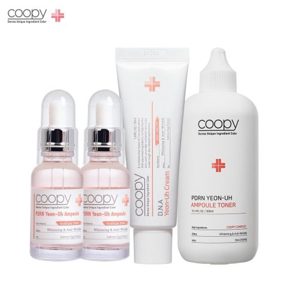 Coopy Pdrn Лососевая ампула 30мл X2 + ДНК Лососевый крем 50мл 1 + Pdrn Лососевый тоник-ампула 300мл X 1 FREE