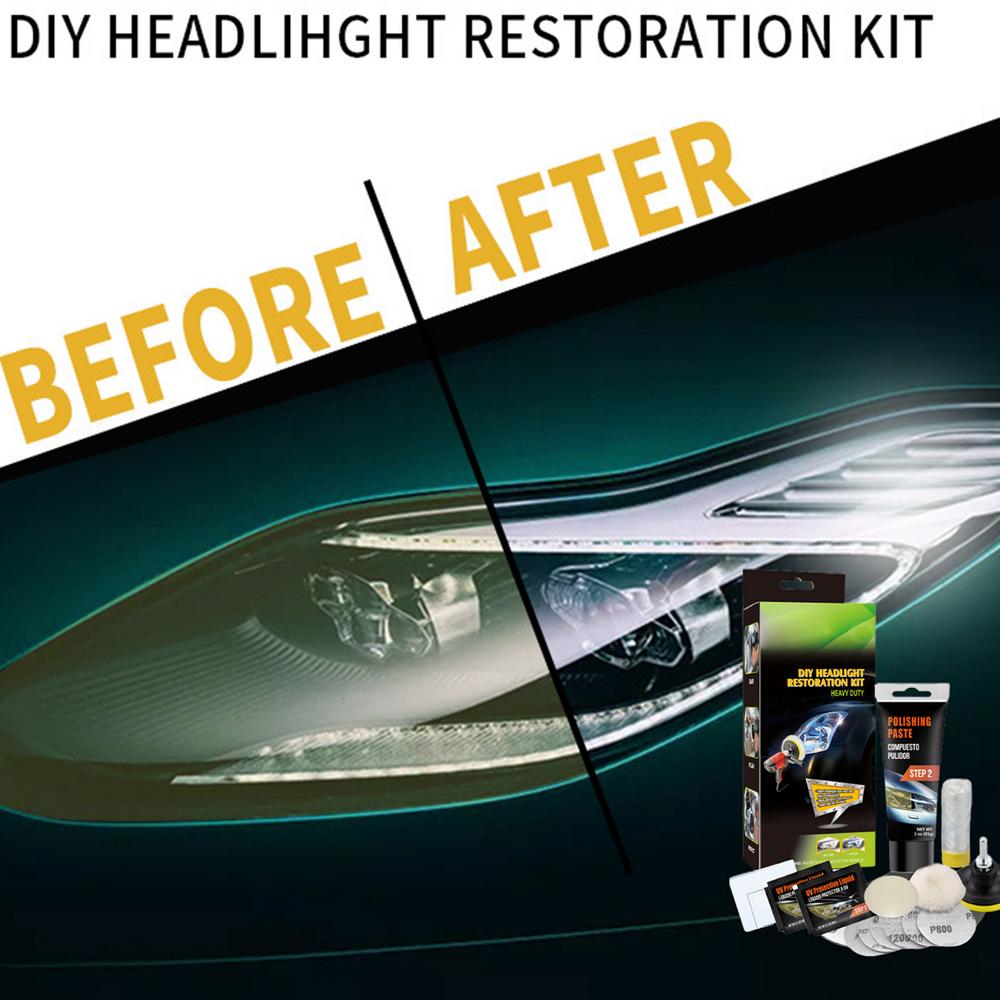 Headlight Polishing Kit Heavy Duty Headlight Restoration Kit Car Headlight Glass Scratch Renovation Tool Includes Masking Tape