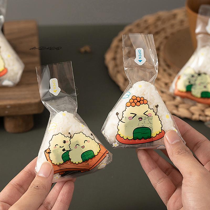 50/100Pcs Lovely Cartoon Triangle Rice Ball Packing Bag Seaweed Onigiri Sushi Making Mold Tools Bento Accessories