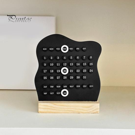 Wiederverwendbarer Ganzjahreskalender, Ewiger Block mit Datumsmarkierer, Schreibtisch-Holz, Moderne minimalistische Basis, DIY-Ring, Ein Tagesplaner für Büro und Zuhause