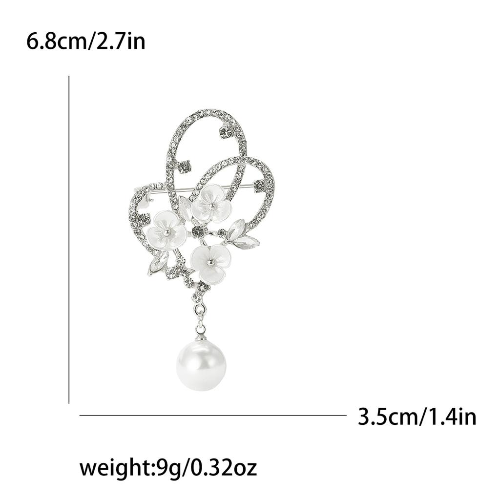 Rhinestone Plum Blossom Branch Pins for Women Pearl Plant Brooches Office Party Friends Gifts Jewelry Accessories