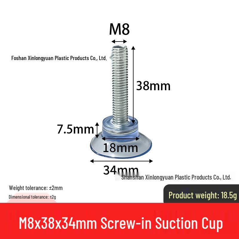 M4-M8 Transparente PVC-Saugnapf mit Gewindestange
