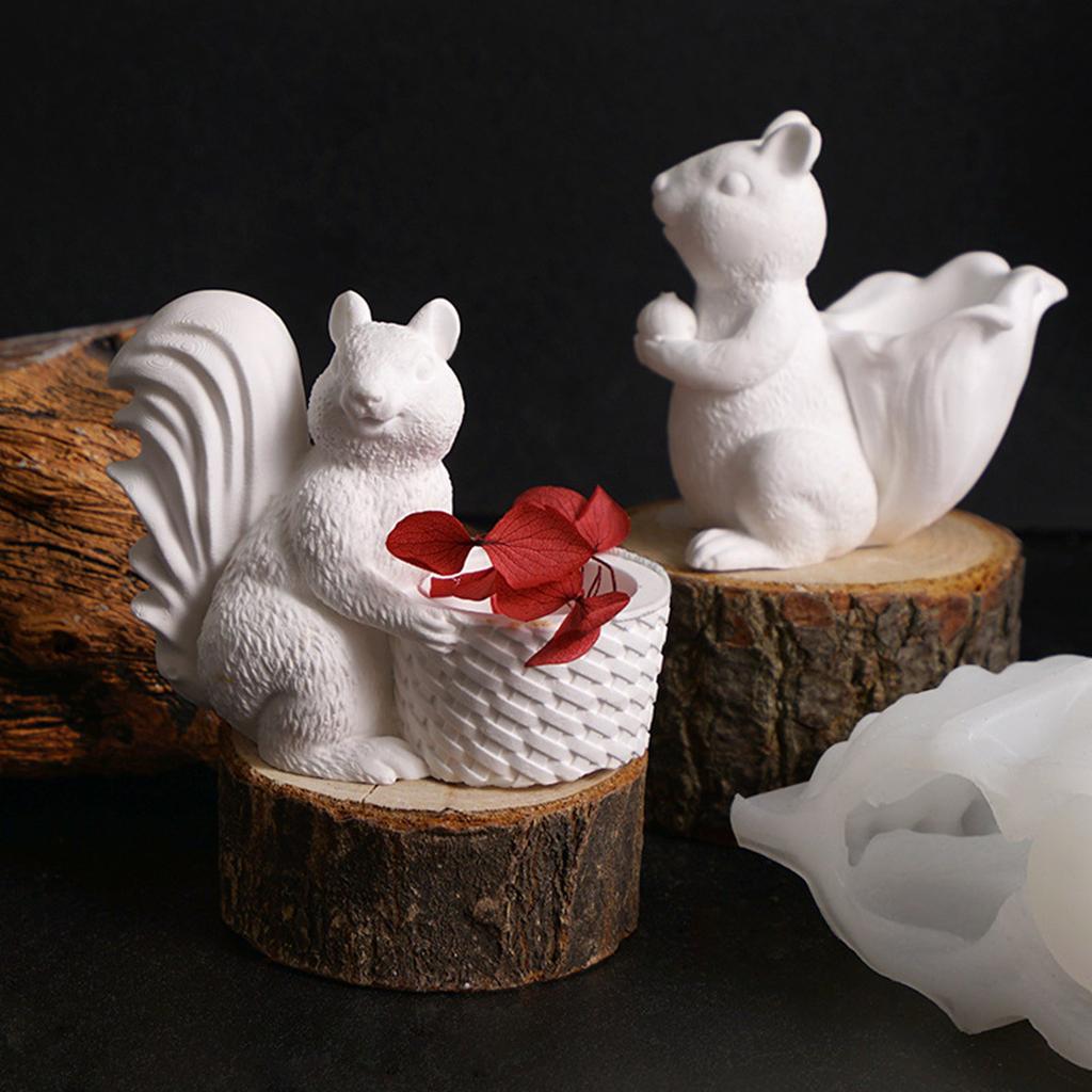 Food Grade Silicone Squirrel Basket Mould Set 2Pcs Crafting Tool for Resin Plaster Storage Box