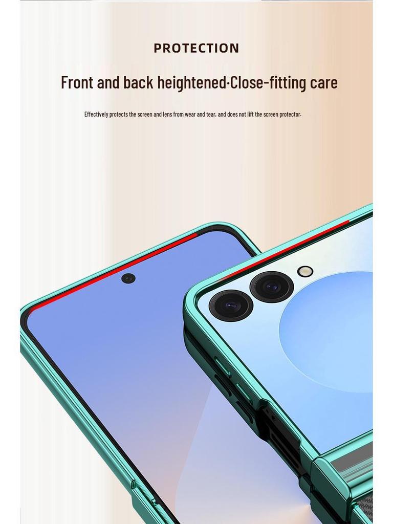 Samsung Z Flip Ultra-Thin Transparent Electroplated Drop-Proof Case Set for Models 7/6/5/4/3