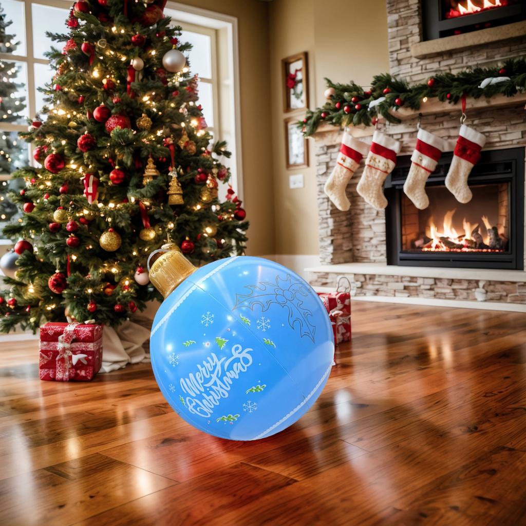 Inflatable Christmas Ball Weather Resistant Christmas Balloon Holiday Ornament for Outdoor Indoor Holiday Yard Lawn Porch Decor
