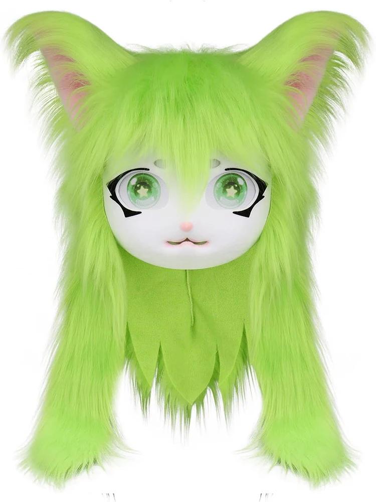 Halloween Fursuit Kigurumi Masque de Tête de Bête Cosplay Animal Chat Anime Lolita Kig Casque Crâne Accessoire de Costume de Fête de Carnaval Cadeaux Mask