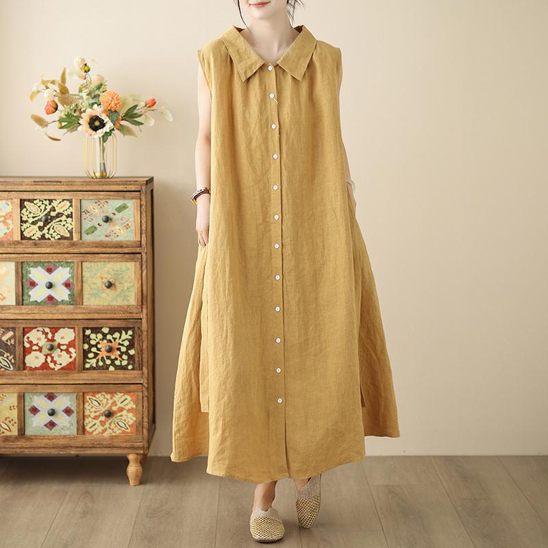 Sleeveless Plus Size Cotton Vintage New In Dresses for Women Casual Loose Long Summer Shirt Dress