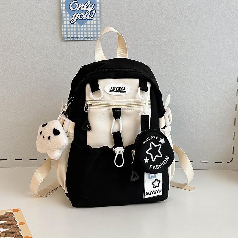 Schoolbag Cream Wind Campus Middle and High School Schoolbag Versatile Large Capacity Color Matching Leisure Ridge Backpack Travel Going Backpack