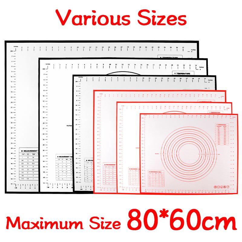 

Oversize 80/70/60cm Silicone Baking Mat Rolling Kneading Pad Pastry Tools Crepes Pizza Dough Non-Stick Silicone Mat For Kitchen 29x26cm червоний