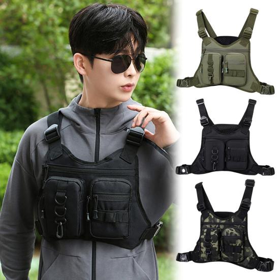 Outdoor Sports Chest Bag for Men Front Running Vest Bag with Multiple Compartments EDC Travel Chest Pack for Workout Cycling Hiking