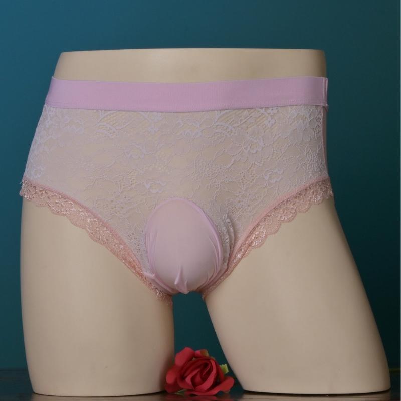 Men Sexy Panties Lace Ultra-Thin See Through Lingerie Underwear Summer Breathable High Elastic Sissy Feminization Underpants