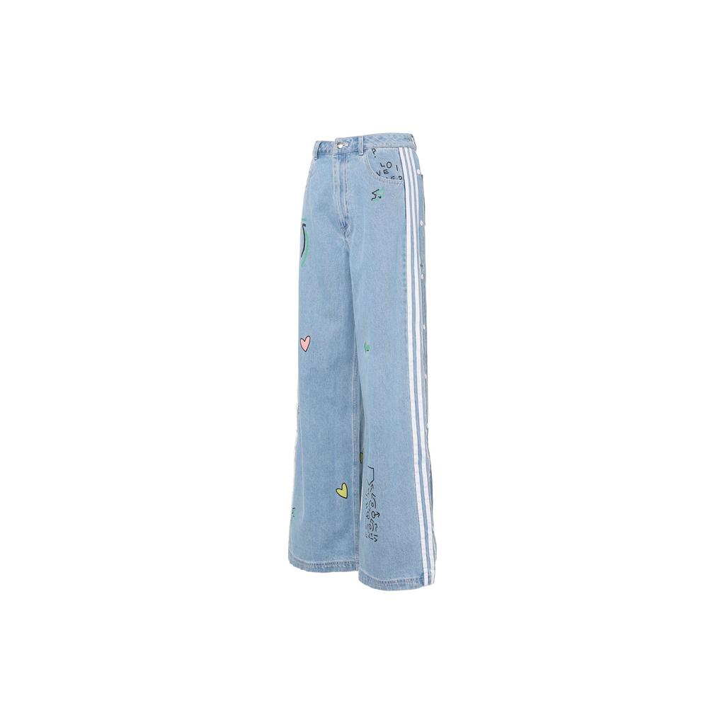 Adidas Originals Denim Track Pants With Stripes Women Bottoms Blue FL4153
