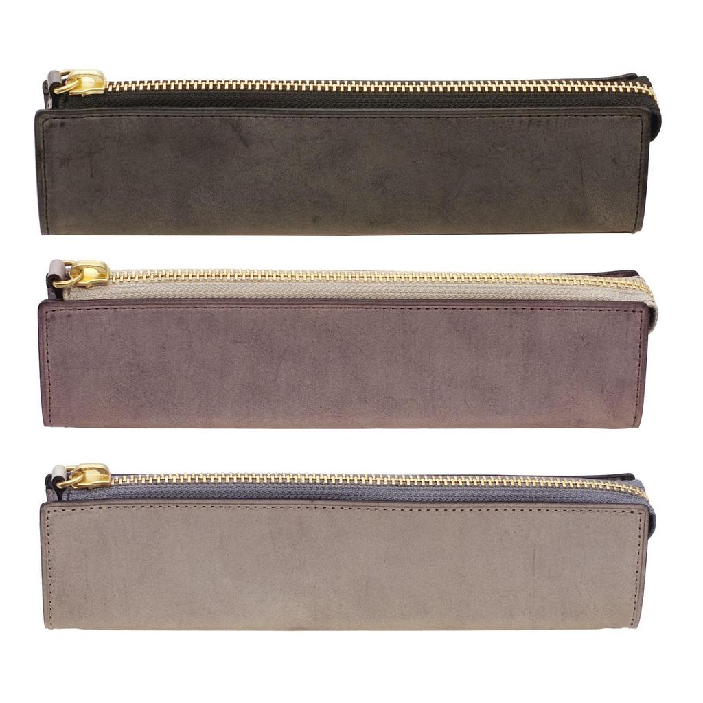 Lettera Standard Zipper Pen Case In Tempesti Sibylla Leather (Cenere (Gray))
