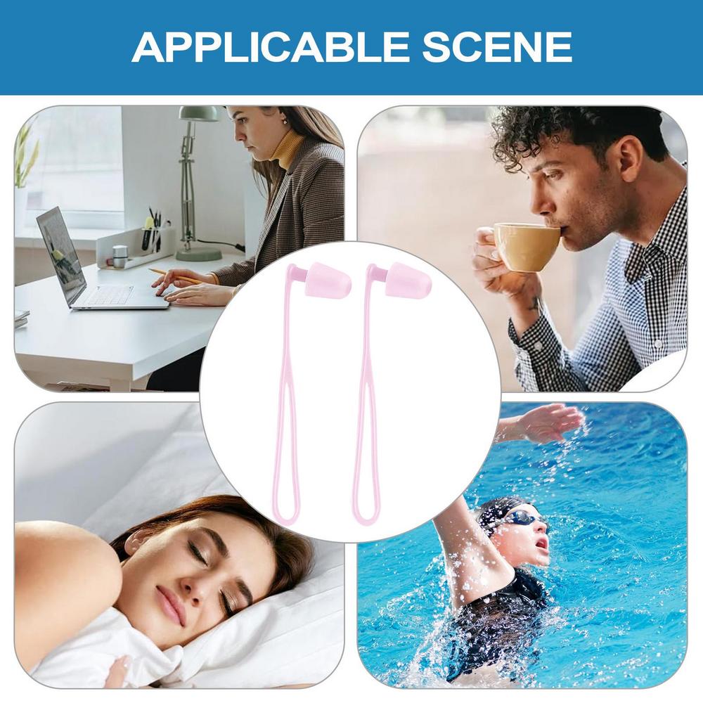 1pair Swimmers Ear Plugs Comfortable Swimming Ear Plugs Silicone Waterproof Reusable Hearing Protection Earbuds 1 Pair With Lanyard