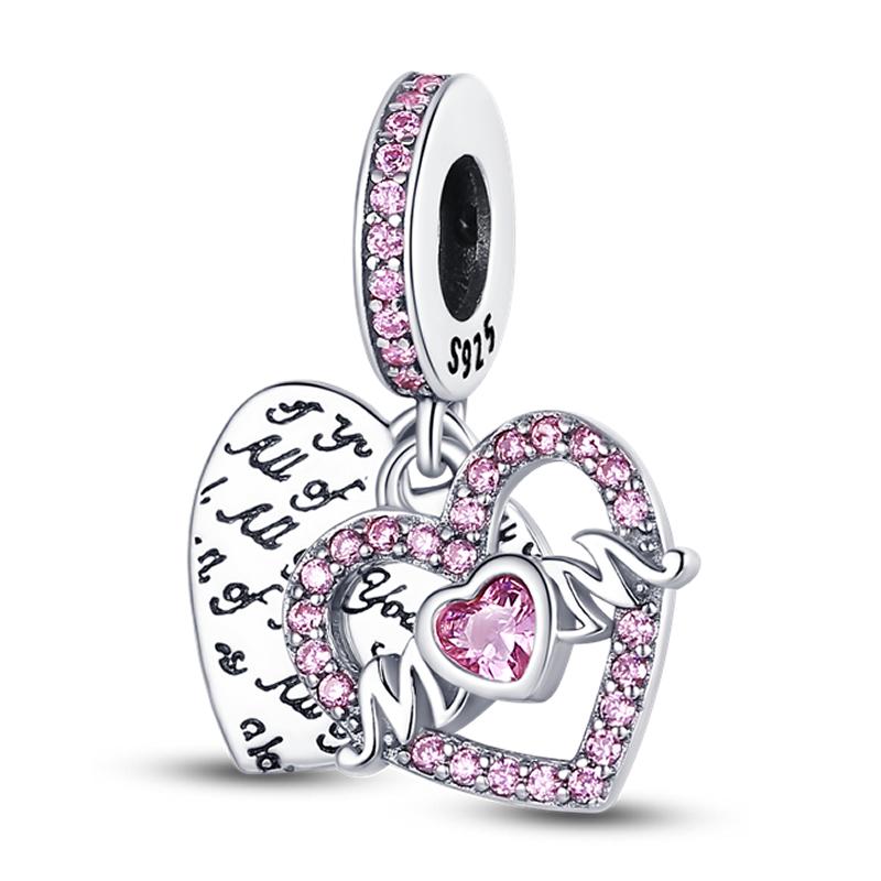 Colorful Charms Bead Jewelry Copper Rose Crown Rainbow Heart Shape Dangle Fit Pandora Bracelet Necklace Diy Marking