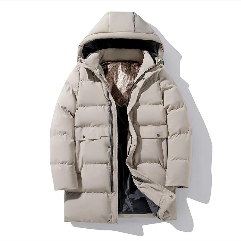 Men's Extra Large Mid-Length Cotton Jacket - Thick, Warm Winter Coat for Plus Size Teens