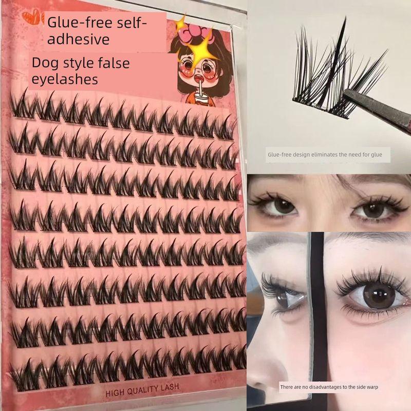 Large-Capacity Glue-Free Small Dog-Style False Eyelashes for Dogs, Thick and Natural Manga-Style for Lazy People 100 Clusters [Dog Type Glue-Free False Eyelashes]
