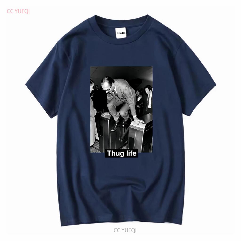 T shirt chirac thug life e long or short sleeves vintage Washed Casual Slightly Versatile fashion Stretched Stylish streetwear