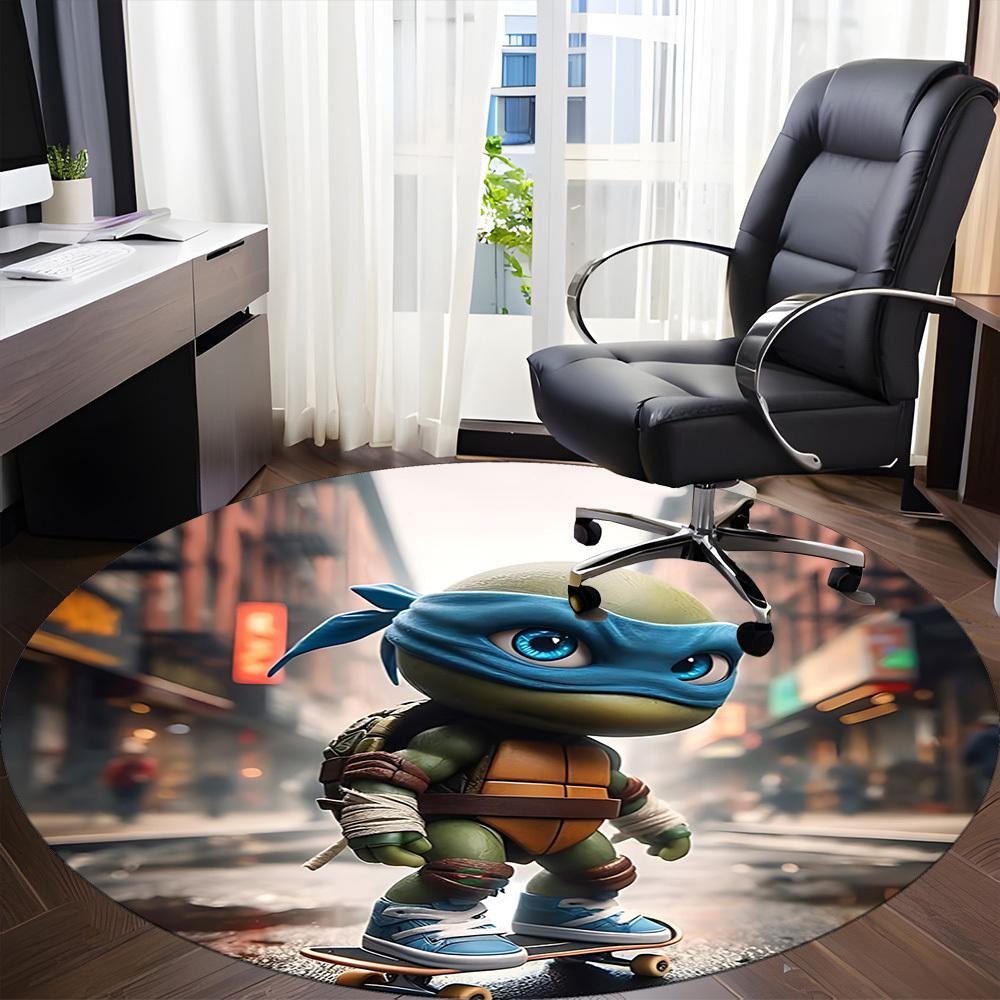 1pc Ninja Turtles Chair Carpet for Office Non-Slip, Soft & Comfortable, Carpet for Office, Gaming, Lightweight Round Floor Mat