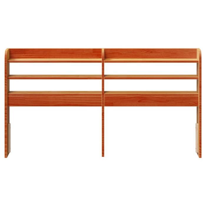 VidaXL Headboard with Shelves Brown Wax 135 Cm Solid Pine Wood, Wooden Headboard, Headboard with Storage, 850955